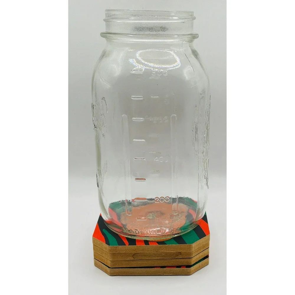Vintage Ball Mason Jar Clear 32oz Quart Fruit Embossed with Ring Band